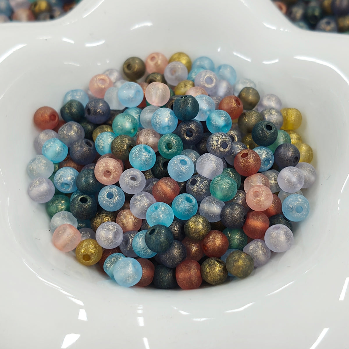 ✨【NEW】Stardust Orb | 4mm Frosted Glass Round Beads With Gold Dust