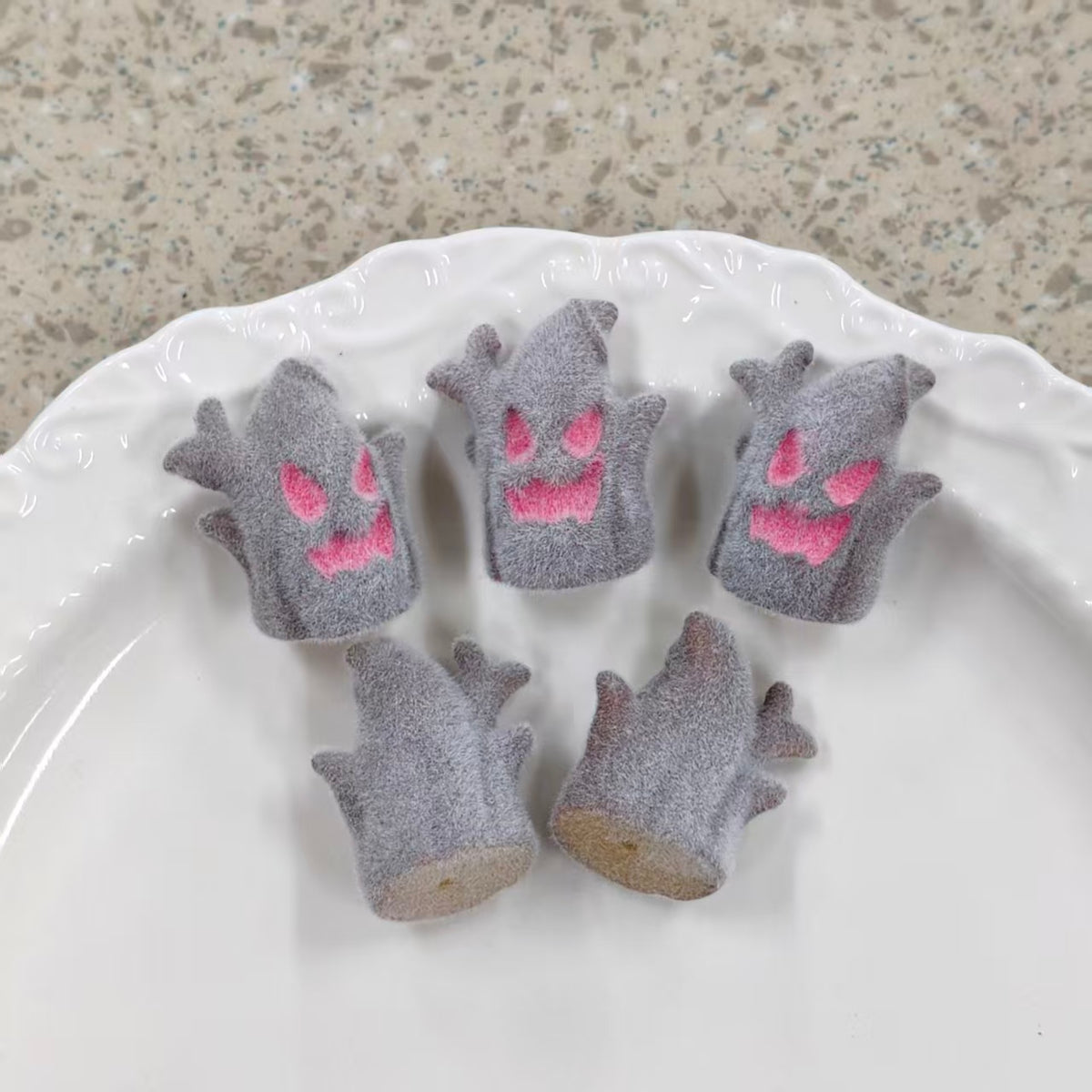 ✨【NEW】Halloween Flocked Trio | Spooky Tree, Ghost & Hooded Skull Flocked Resin Charms, Vertical Hole DIY Jewelry Supplies