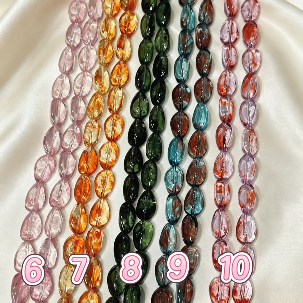✨【NEW】Sea Glass | Brush‑Streaked Mouse‑Shape Glass Beads For DIY Bracelet