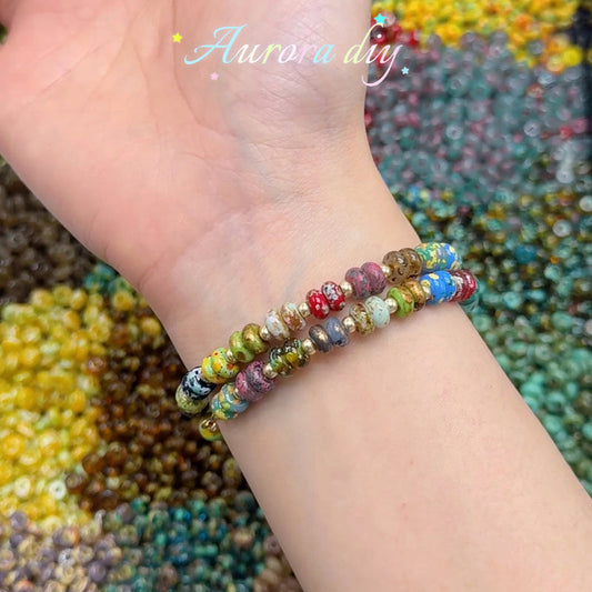 ✨【NEW|B1G1】Impasto Halo Donut Glass Beads | Artistic Impasto Oil Paint Speckled Ring Spacer Beads for Boho DIY Jewelry