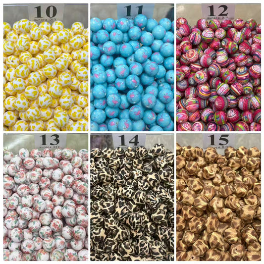 DIY Silicone Beads – Colorful Printed【For Jewelry DIY Crafts】