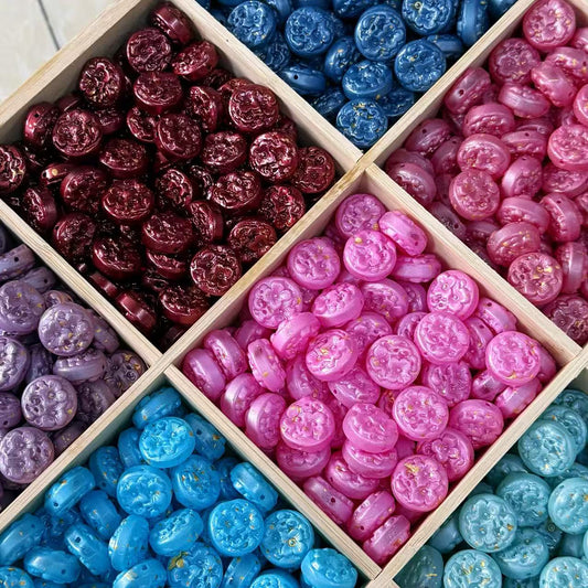 Glass-Embossed Floral Coin Beads