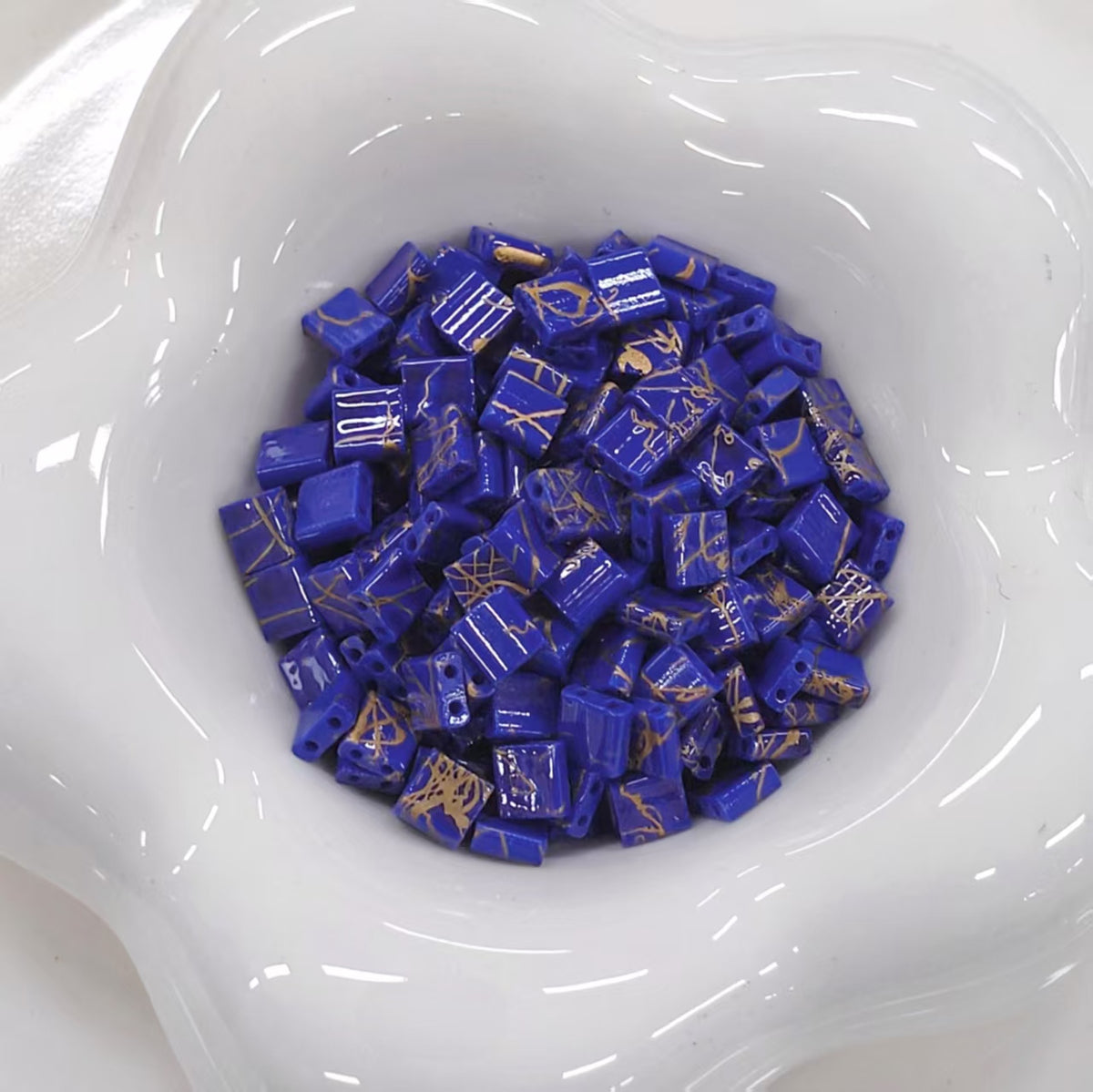 ✨【NEW】Veined Half Tila | Patterned Square‑Tile Glass Bead for DIY Handcrafted Jewelry