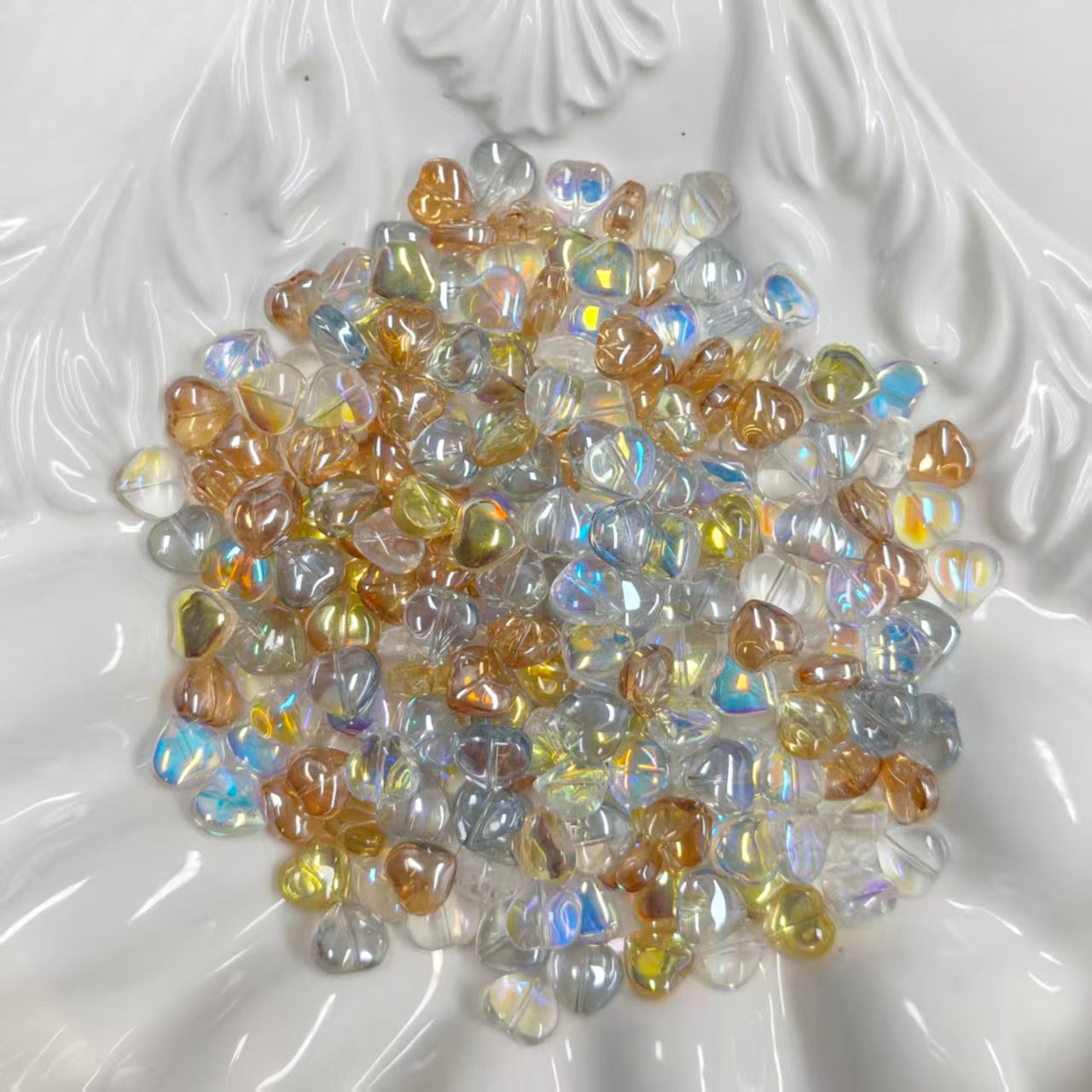 ✨【NEW】Solar Heart | Mixed Aurora Heart Glass Beads for DIY Jewelry Making