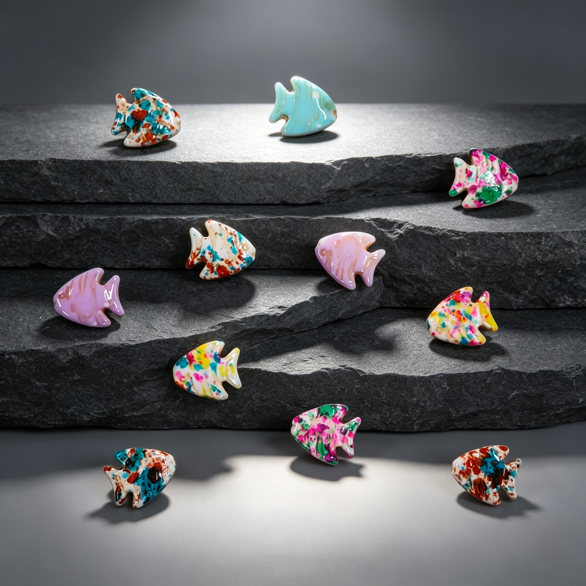 ✨【NEW】Marble Fish | Marbled Magnesite Fish Bead with hole DIY Jewelry Making