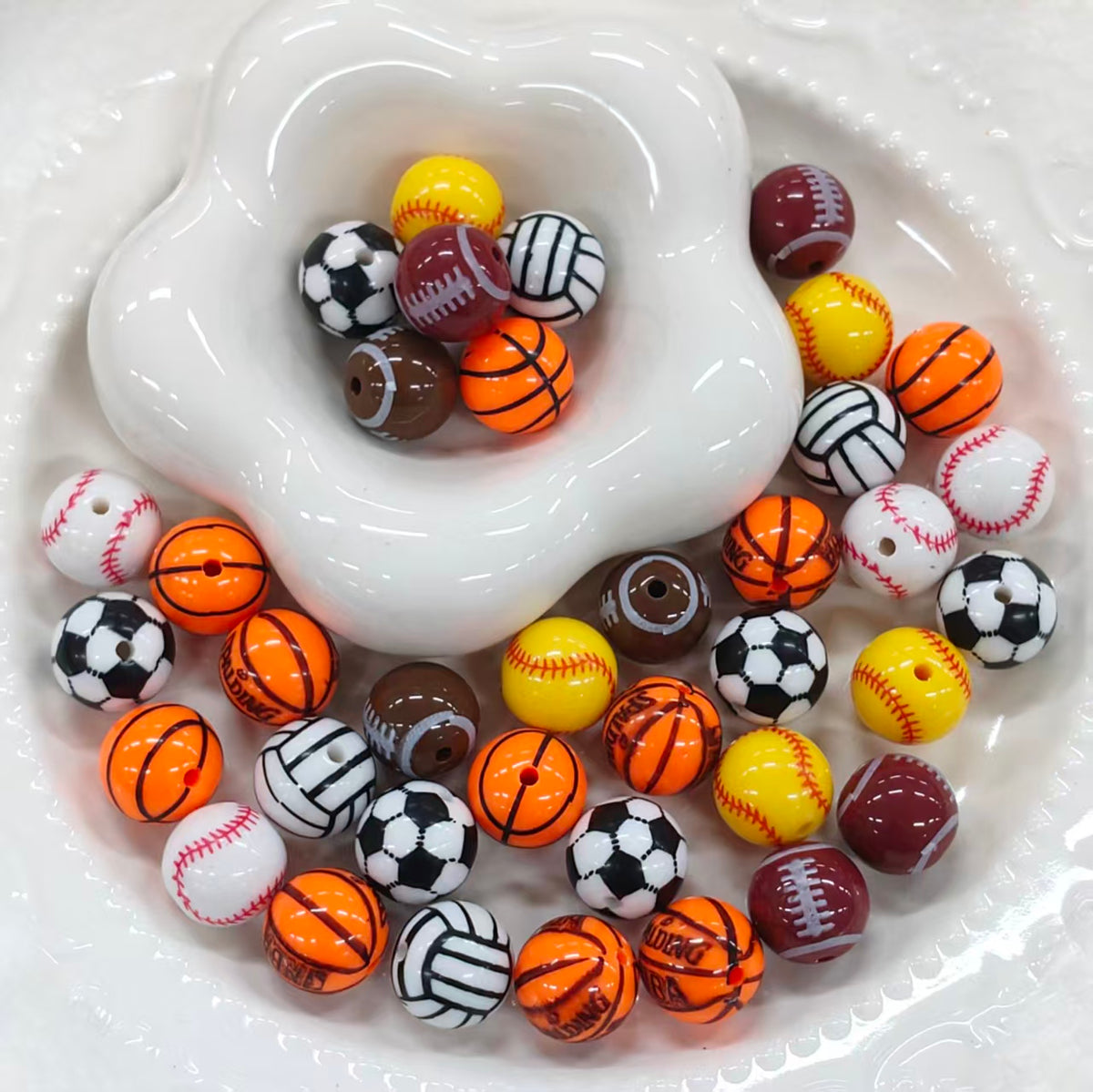 ✨【NEW】Sports Ball | 15.5mm Assorted Sports‑Ball Acrylic Beads for DIY Handcrafted Jewelry