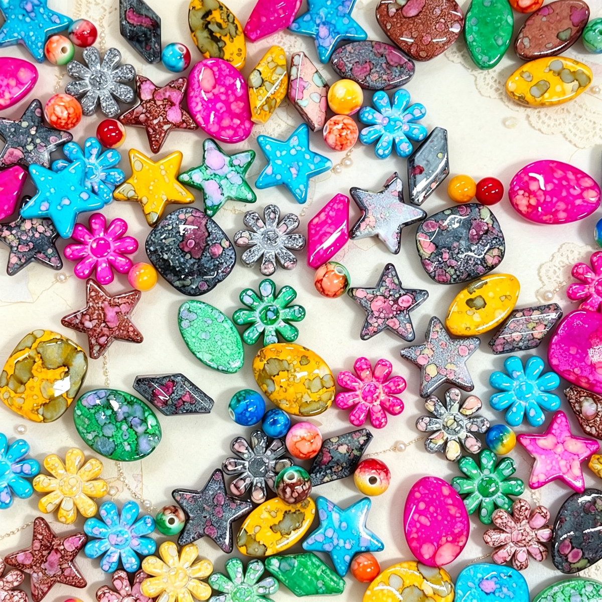 ✨【NEW】Tribal Oasis | Multi Shape Speckle Acrylic Beads with 8mm & 10mm Round Beads for DIY Jewelry Making