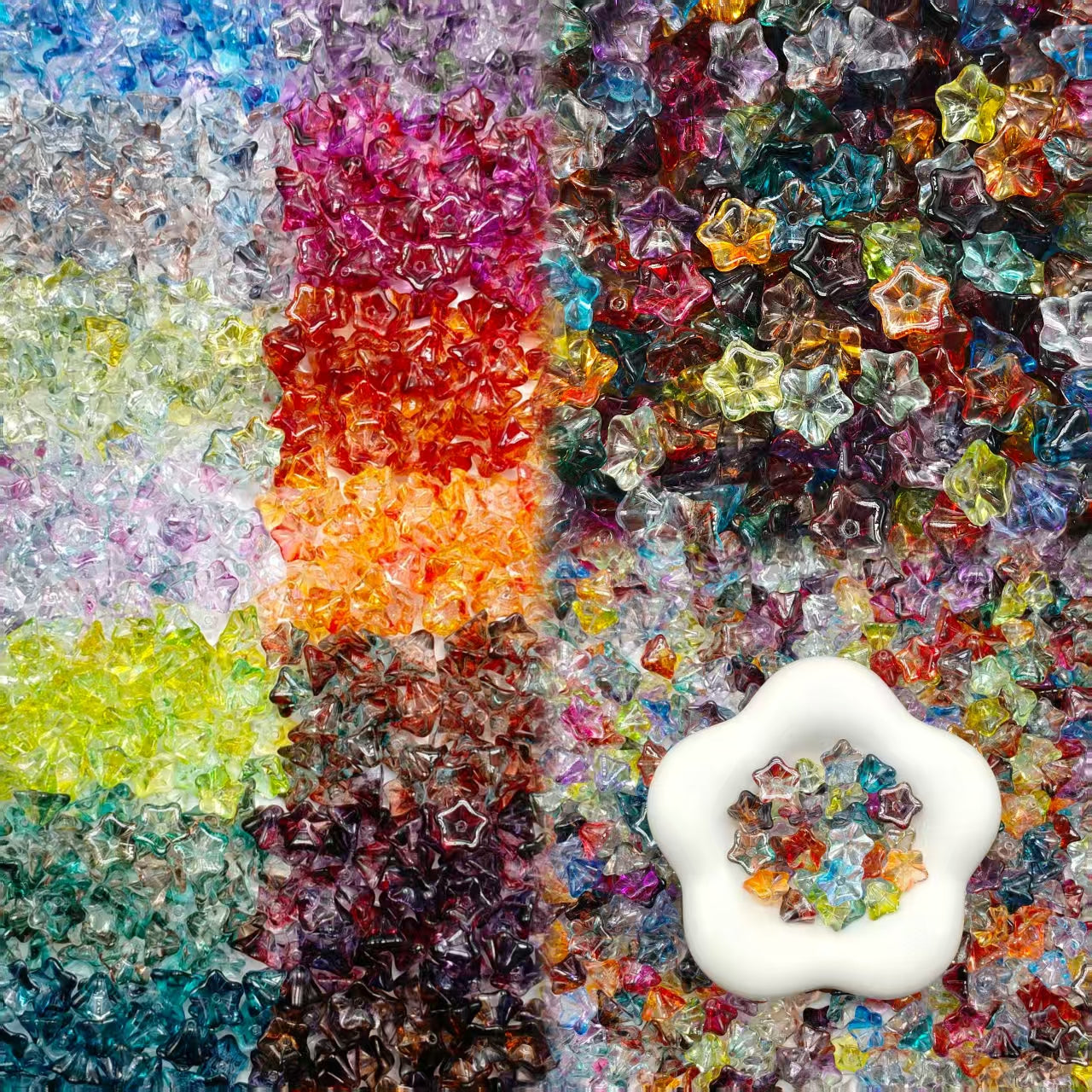 🌼【NEW】Morning Glory Glow | Transparent Gradient Bell Flower Glass Beads For DIY Jewelry