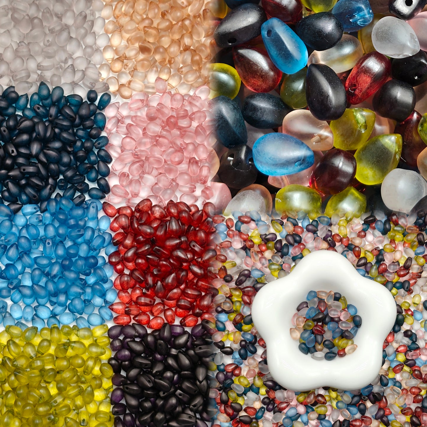 ✨【NEW】Twilight Dew|Frosted Teardrop Glass Beads for DIY Bracelet Jewelry Making