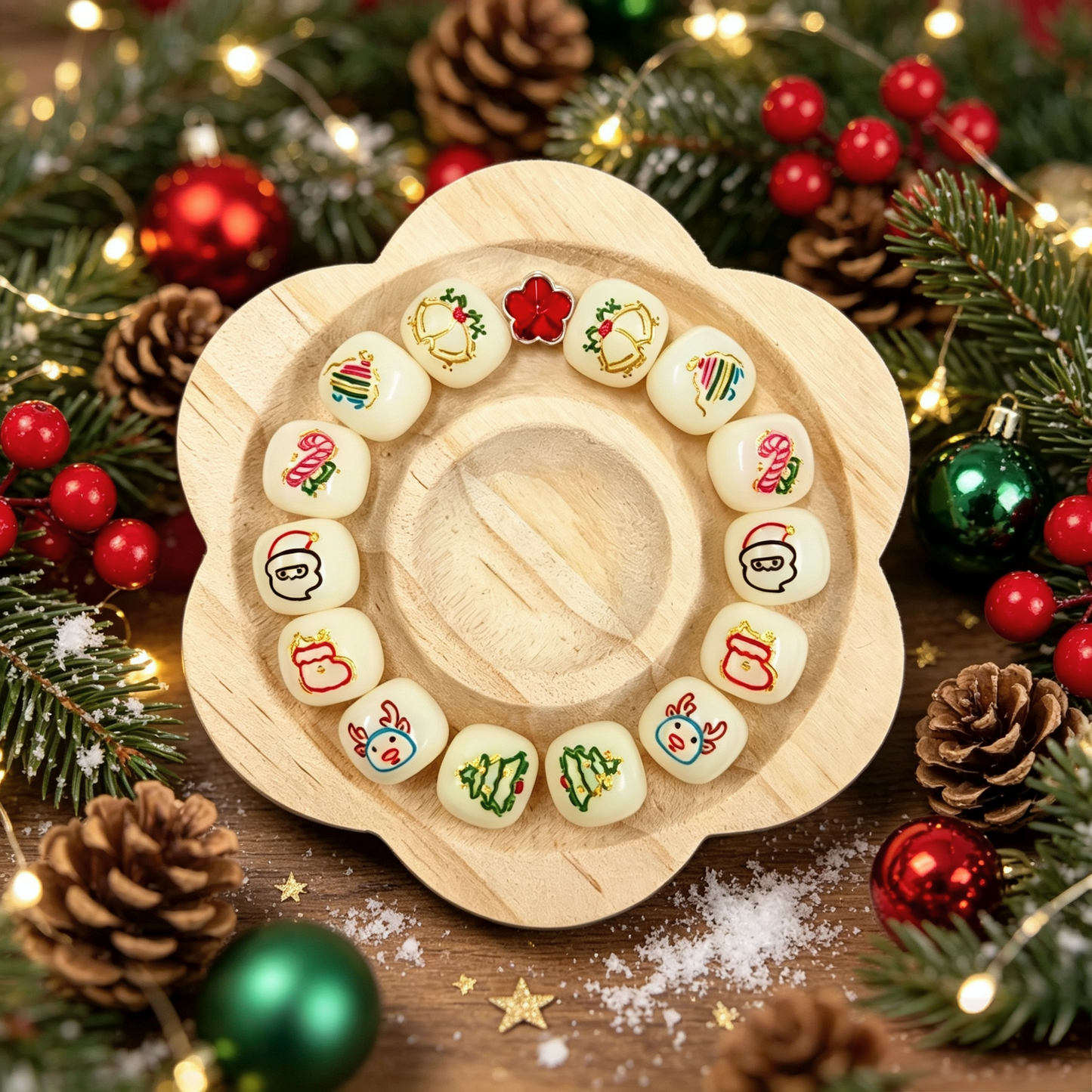 🔔【NEW】 12×13mm Christmas Carved Barrel|Bodhi Loose Beads for DIY Bracelet Jewelry Making