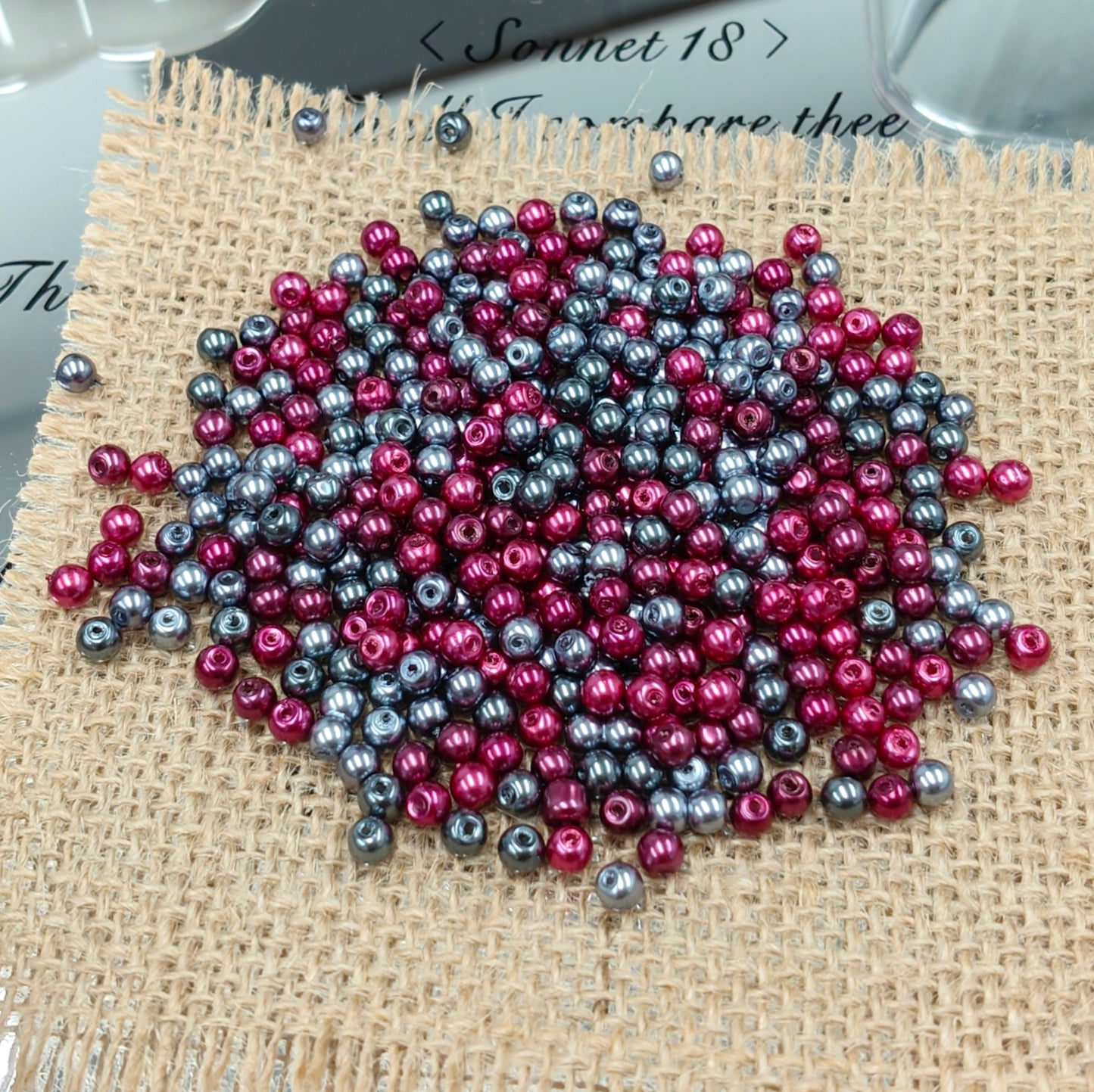 ✨【NEW】4mm Magenta Haze | Fuchsia‑Silver Pearl‑Like Glass Beads for DIY Bracelet Earring Jewelry Making