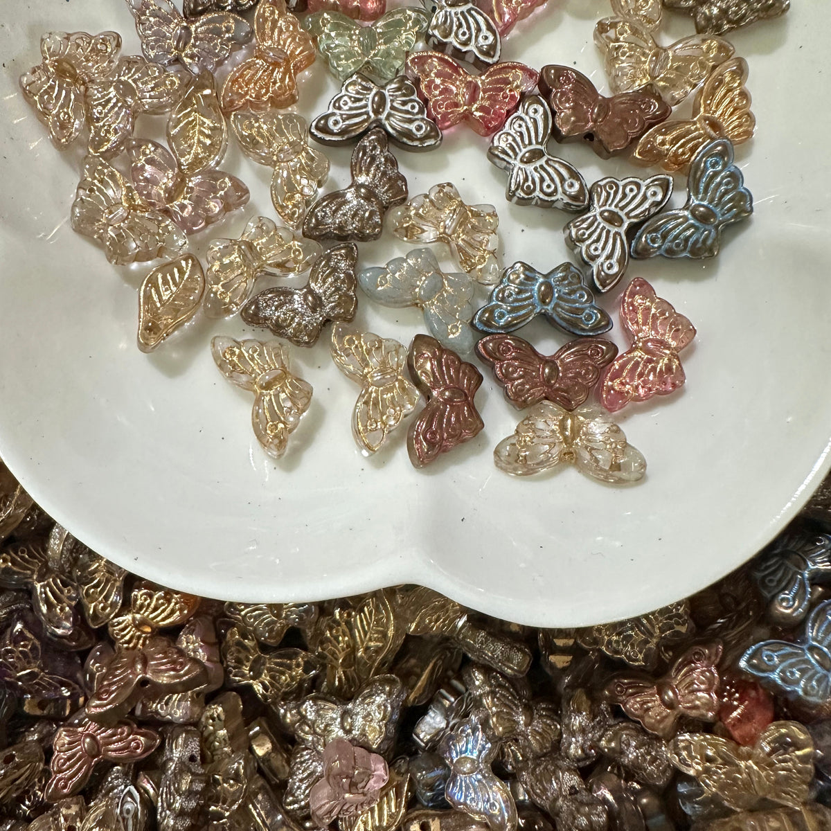 ✨【NEW】Gilded Butterfly | Vintage Gold Painted Butterfly Glass Beads, DIY Jewelry Making Supplies