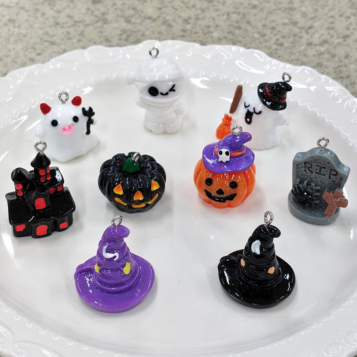 ✨【NEW】Halloween Resin Charms | Attached Metal Loop Cute Halloween Resin Charms for DIY Jewelry & Craft Making