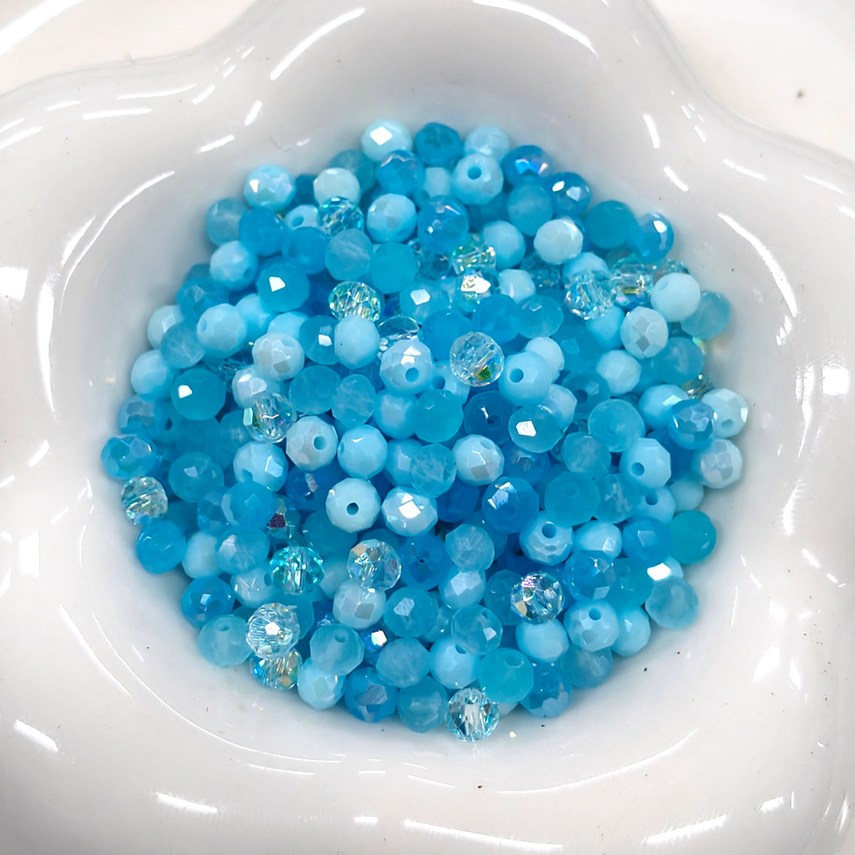 ✨【NEW】Aqua Prism | 4 mm Flat Round Faceted Glass Beads, DIY Handmade Jewelry Supplies