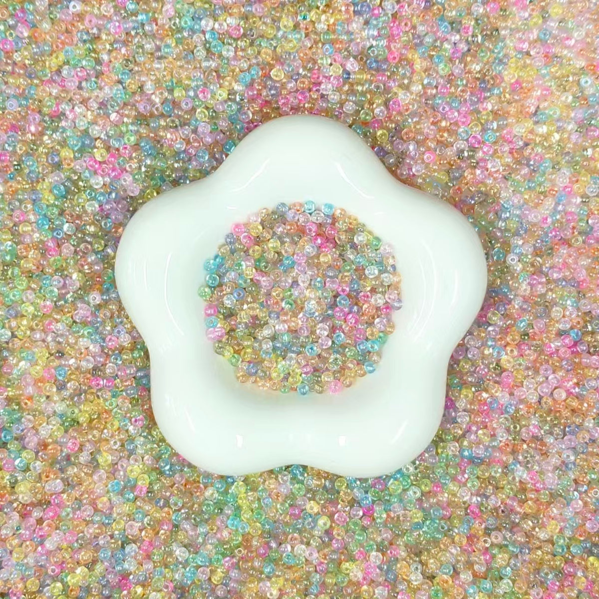 ✨【NEW】Aurora Bubble | 3mm Aurora Semi‑Transparent Flat‑Round Glass Beads, Loose Spacer Beads for DIY Jewelry Making