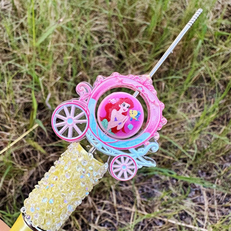 ✨【NEW】Princess Carriage Acrylic Ball Charms Set, Vertical Through Hole DIY Decoration Accessories
