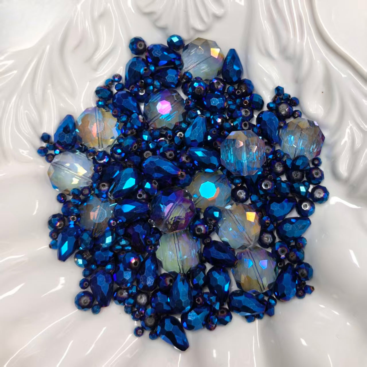 ✨【NEW|B1G1】Crystal Sapphire | Faceted Iridescent Glass Beads for DIY Jewelry Making