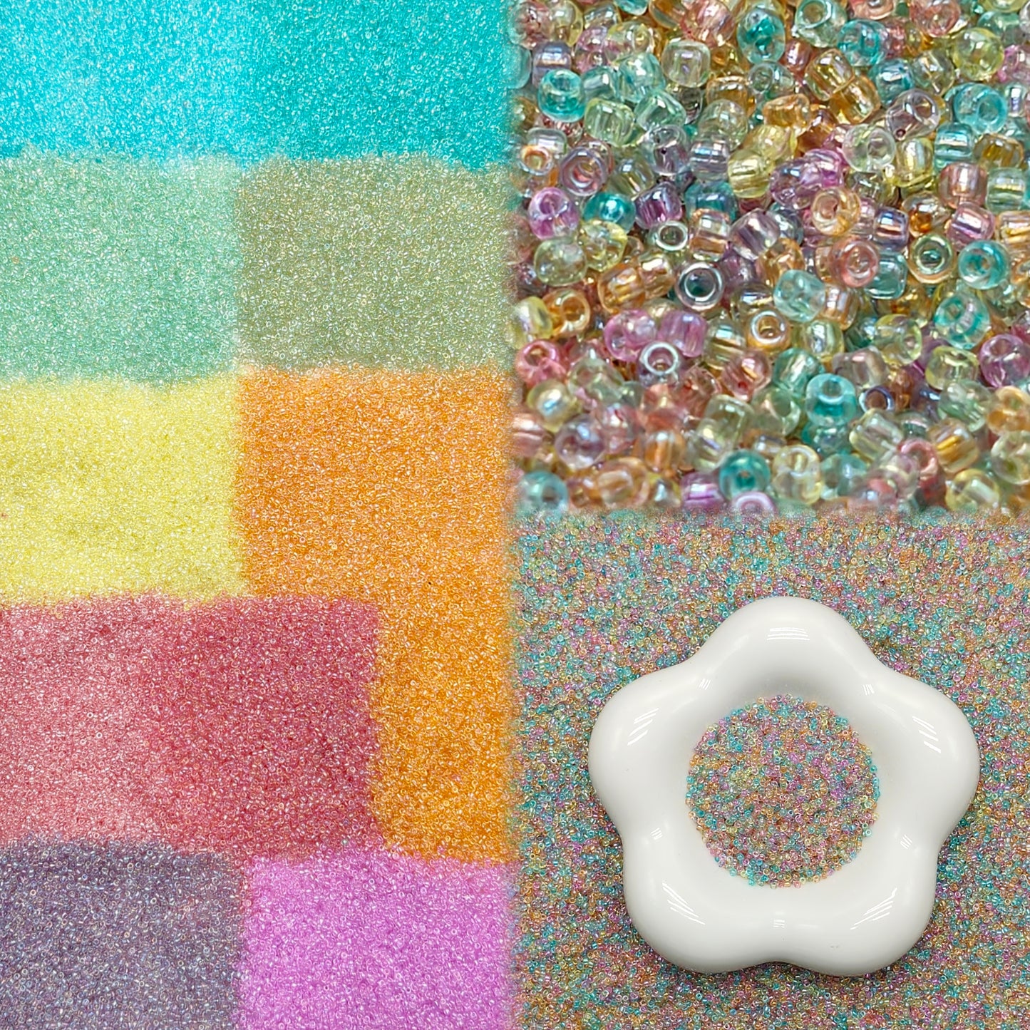 ✨【NEW】1.5mm Iridescent Cylinder | Transparent Tiny Glass Beads for DIY Craft Making