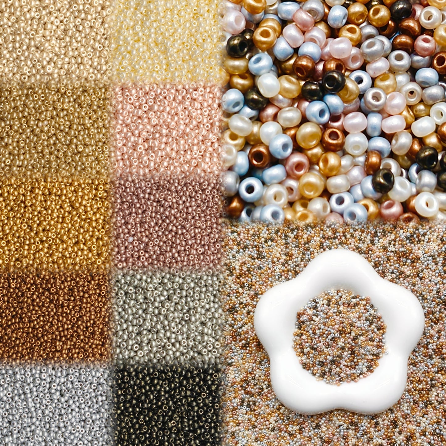 ✨【NEW】2mm Metallic Baroque Tiny Round Spacer Glass Beads Neutral Earth Tone Mix For DIY Bracelet Earring Jewelry Making Craft Supplies