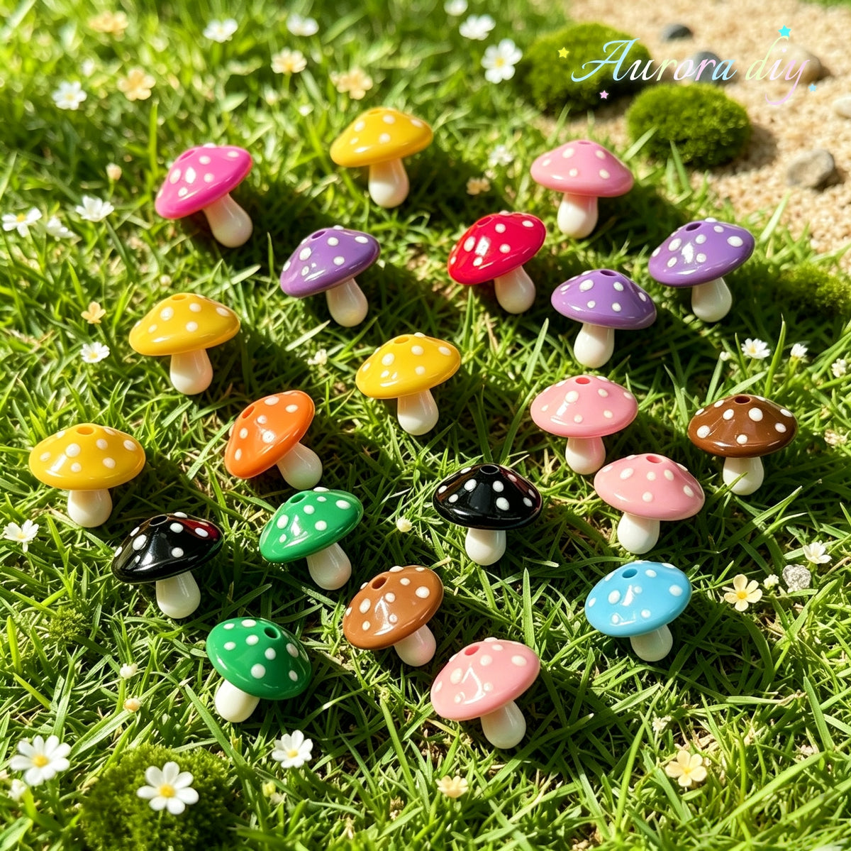 ✨【NEW】Candy Mushroom Color Polka Dot Mini Acrylic Ornaments For DIY Bracelet Keychain Handmade Jewelry Craft