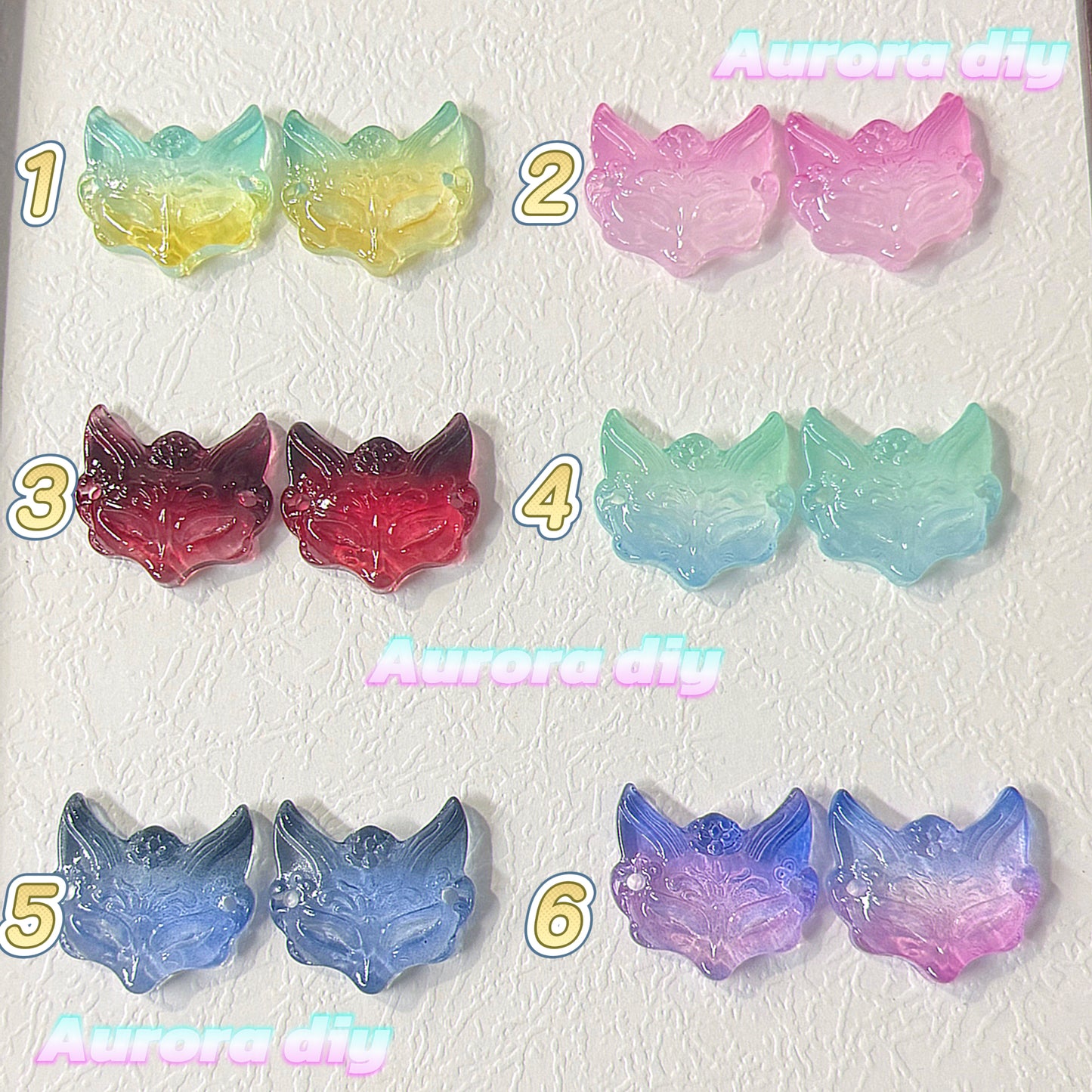 【NEW】Fox Mask Gradient Glass Beads Two-Tone Transparent Fox Charms DIY Ancient Style Jewelry Making Supplies
