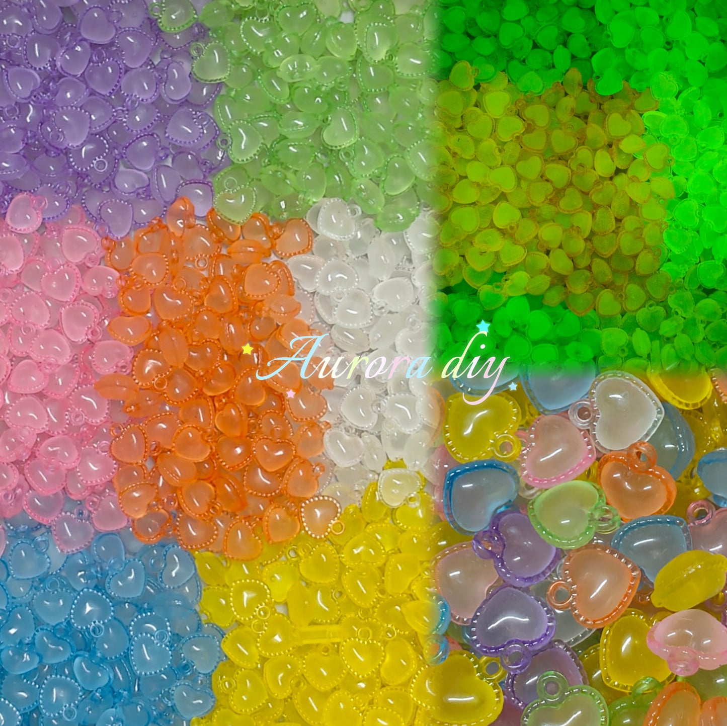 ✨【NEW】Luminous Heart Acrylic Charms With Hole, Transparent Glow In The Dark Heart Pendants For DIY Jewelry Making