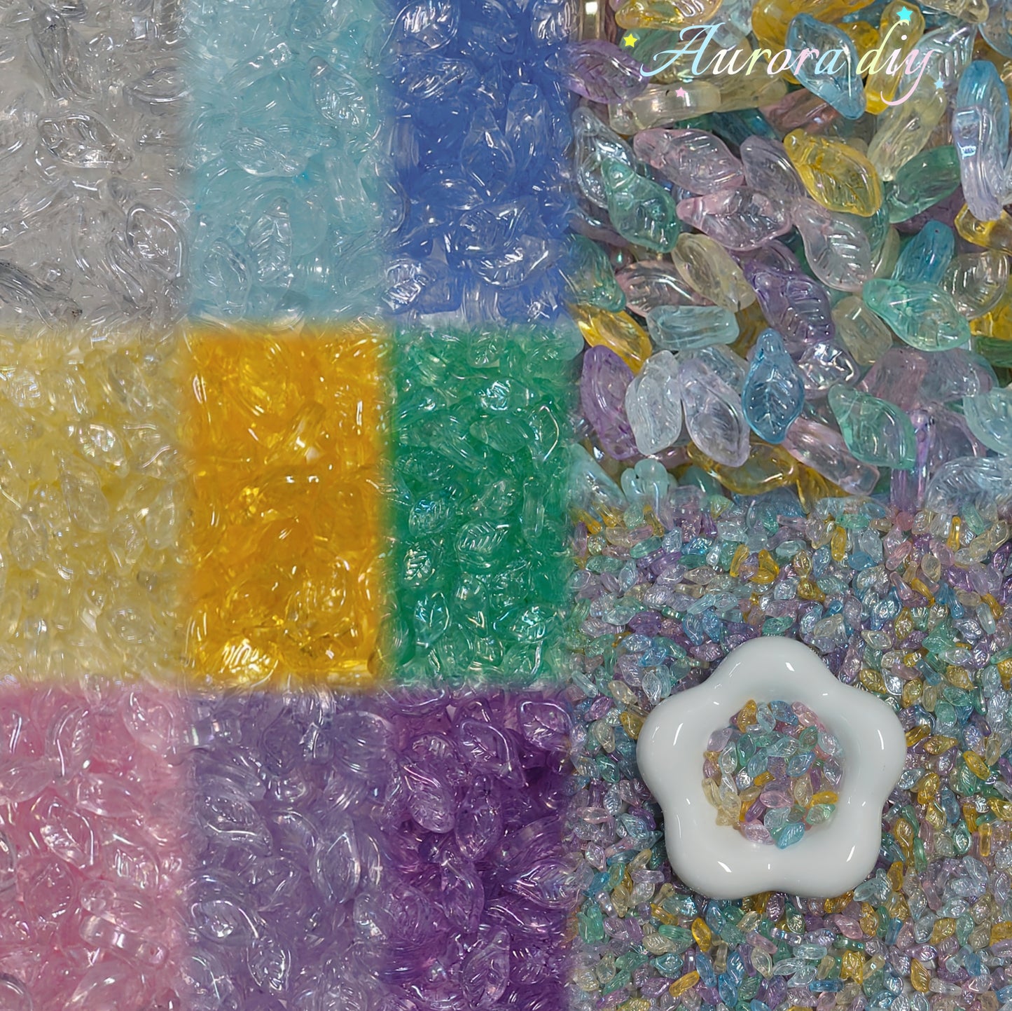 ✨【NEW】Aurora Leaf | Iridescent Leaf Glass Beads Pastel Light Tone DIY Jewelry Making Supplies