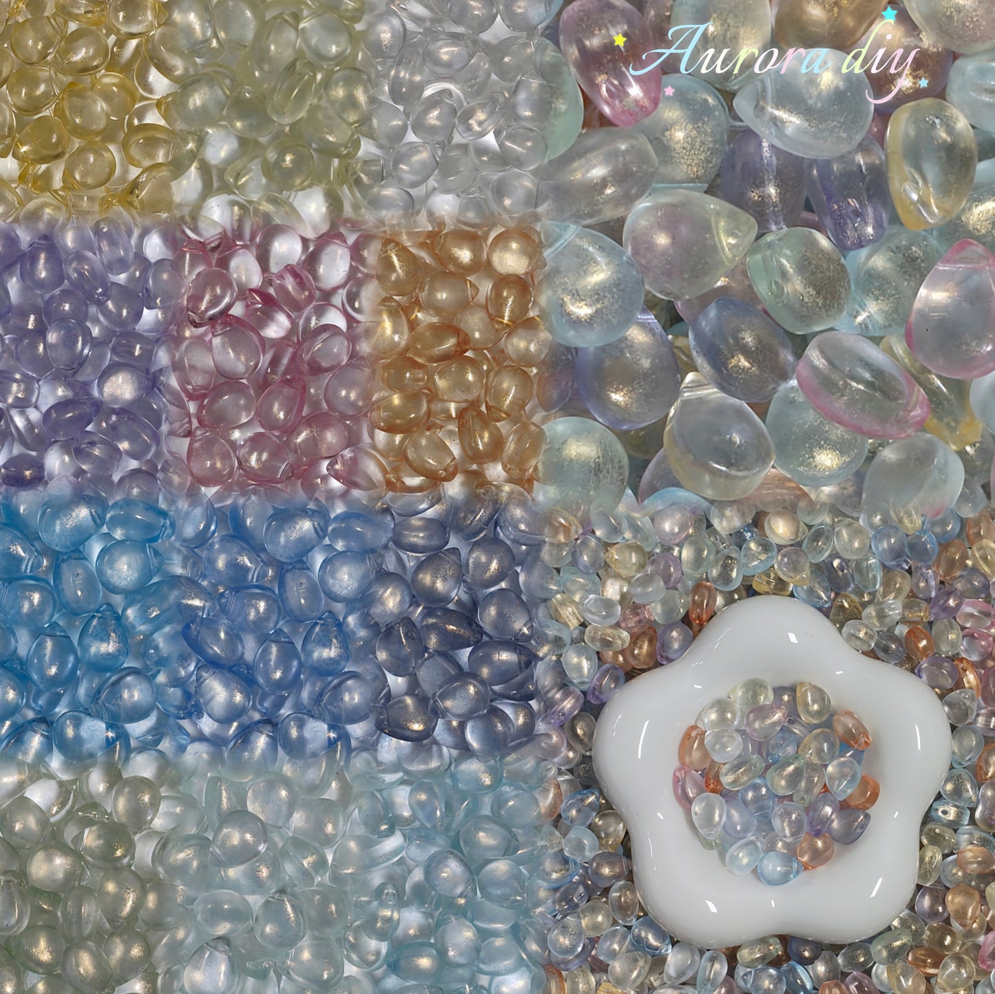 ✨【NEW】Dew Spark | Glitter Teardrop Glass Beads Pale Pastel Tone DIY Jewelry Making Supplies