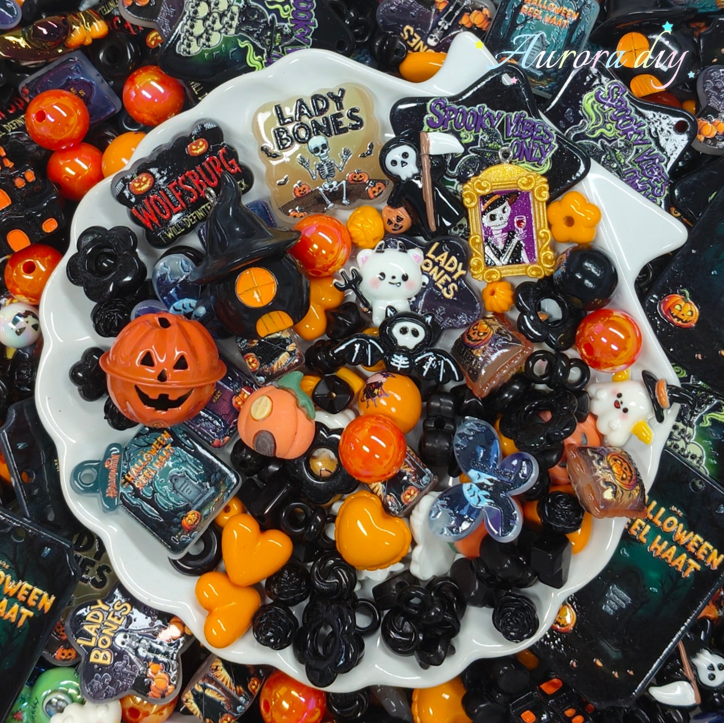 ✨【NEW】 Midnight Hallow | Mixed Acrylic Charms & Beads for DIY Handmade Jewelry Crafts
