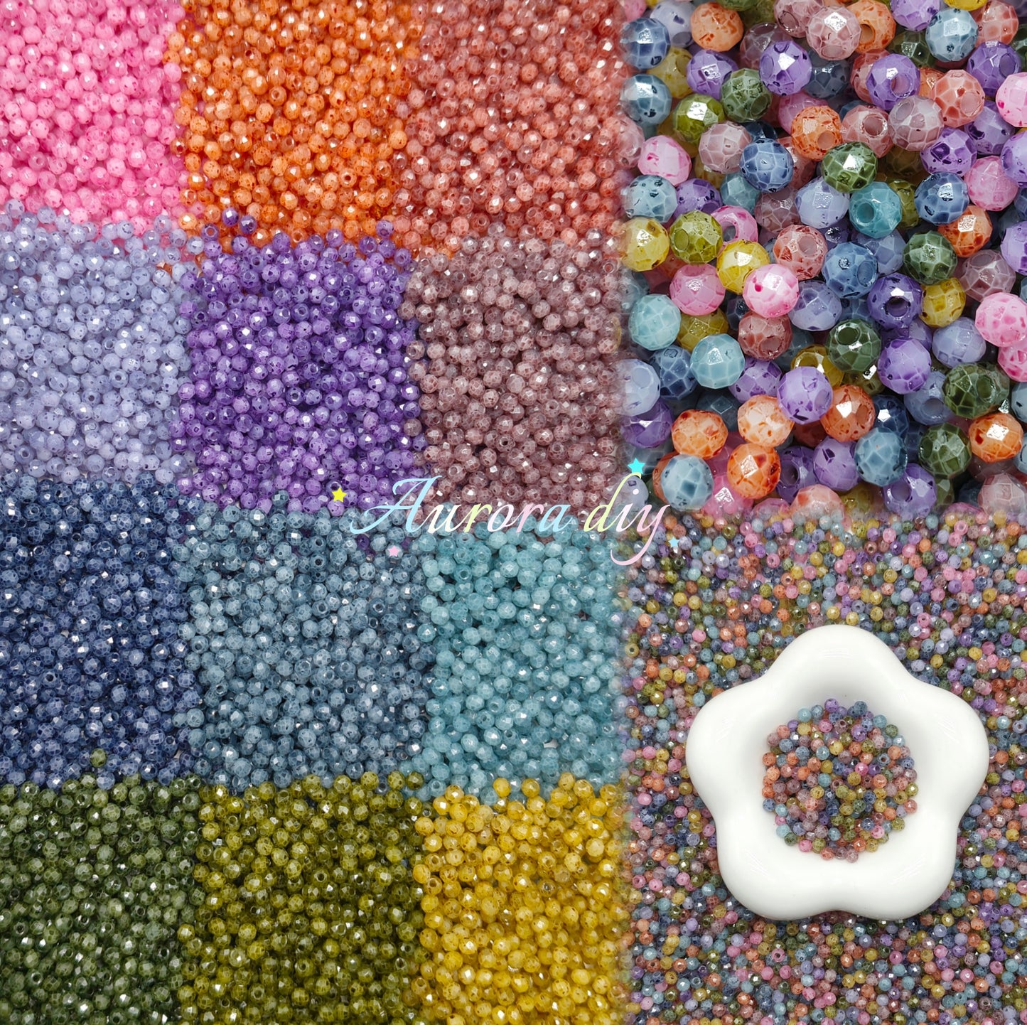 ✨【NEW】Marble Mosaic | 4mm Faceted Veined Glass Beads For DIY Jewelry