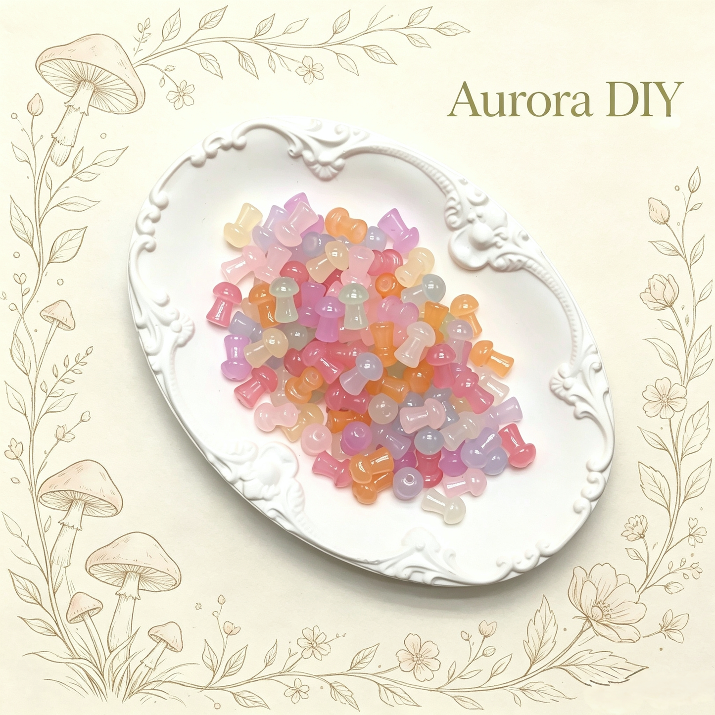 ✨【NEW】Light Woodland Mushroom | Soft Pastel Translucent Mushroom Glass Beads For DIY Jewelry Making