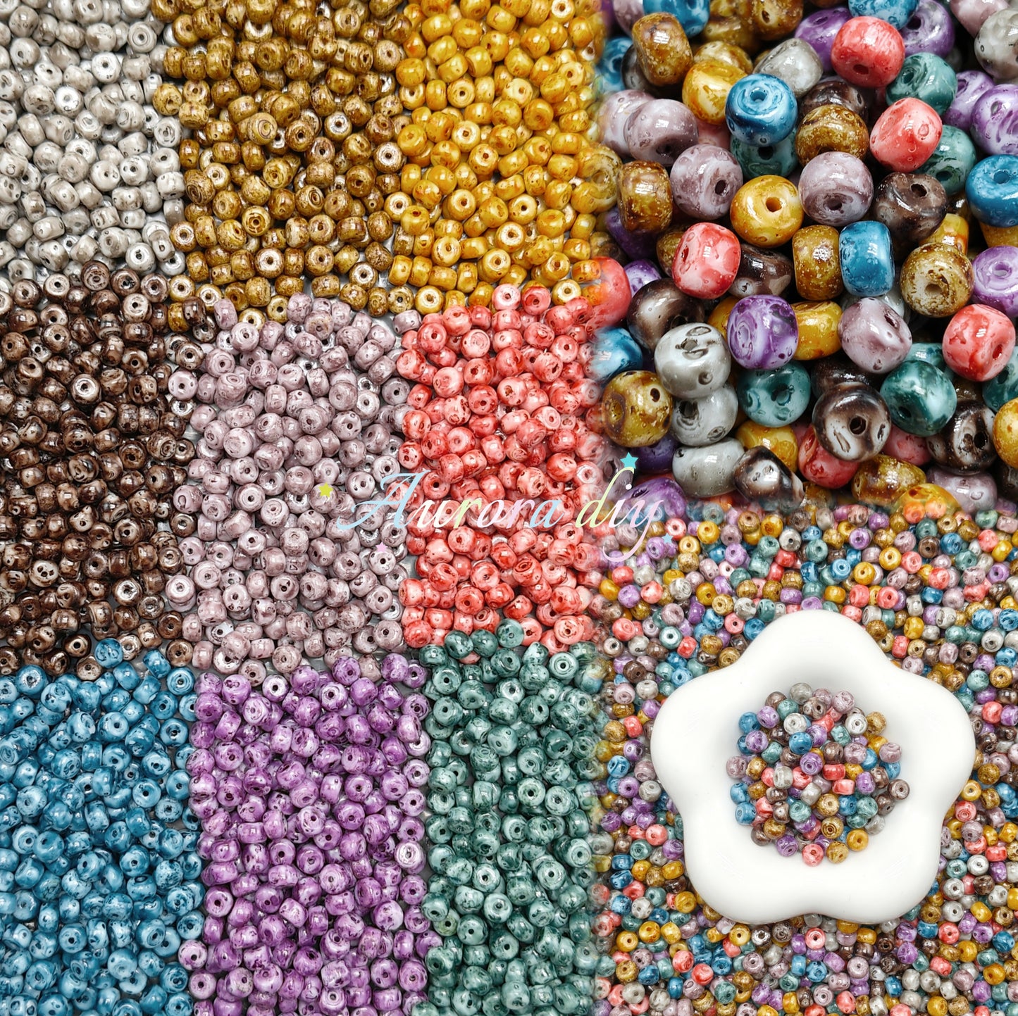 ✨【NEW】Dusk Canvas | Oil Painting Flat Barrel Glass Beads, Multi‑Color Mix For DIY Jewelry Making