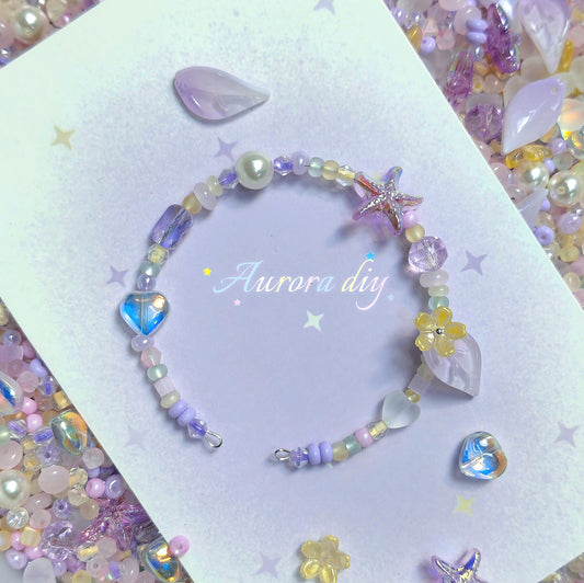 ✨【NEW】Seed Bead-Lavender Cream | with Free Heart Charms