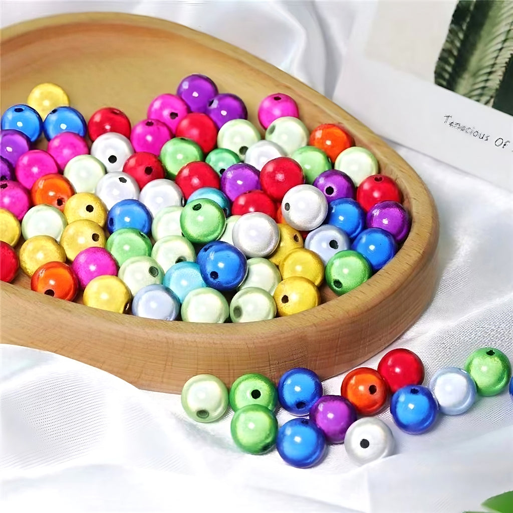 ✨【NEW】Lazer Shine | Iridescent Acrylic Round Beads, 10mm & 15.5mm For DIY Handmade Jewelry Craft