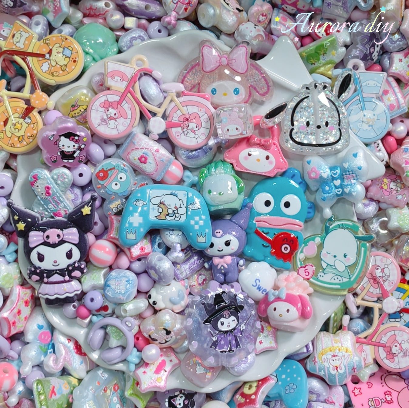 ✨【NEW】Acrylic-Glitter Kawaii | Sanrio Mix All Pre-Drilled Holes DIY Craft Decor