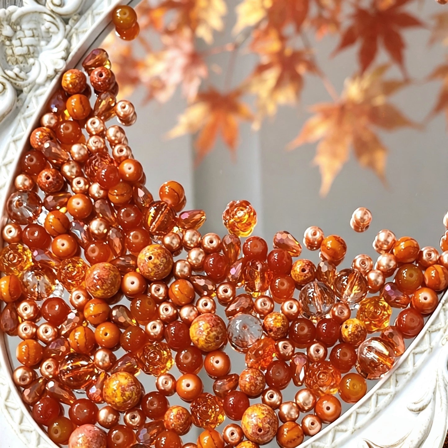 🍂【NEW】Autumn Crimson | Fall Themed Glass Beads For DIY Bracelet Necklace Jewelry Making
