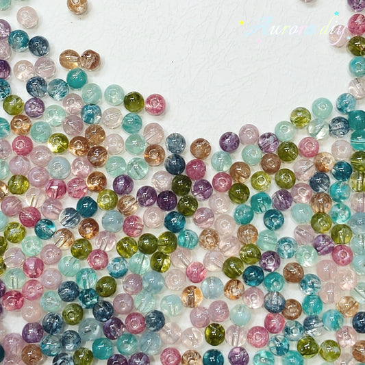 ✨【NEW】8mm Multicolor Wave‑Pattern Glass Round Beads For DIY Jewelry Making