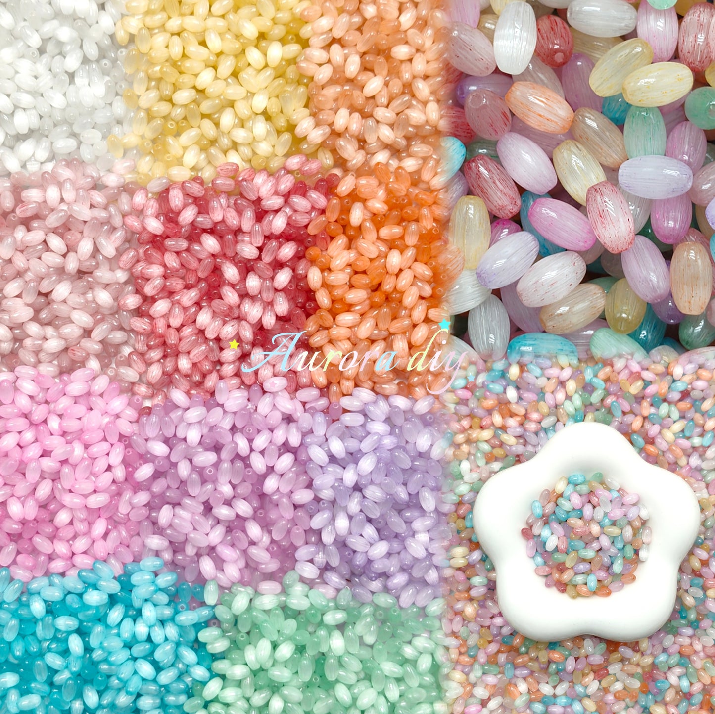 ✨【NEW】Rice Cat Eye|Rice‑Shaped Cat‑Eye Glass Beads for DIY Handmade Jewelry