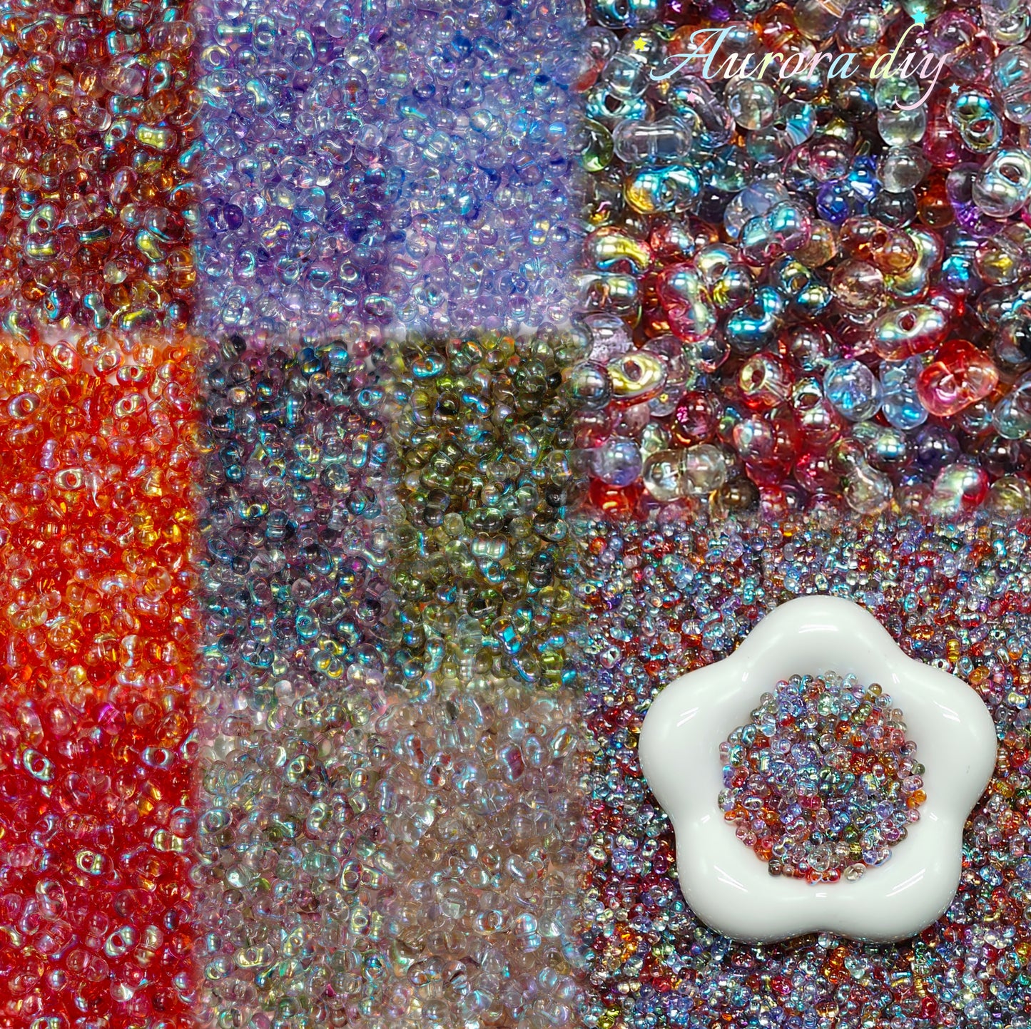 ✨【NEW】Aurora Iridescent Peanut Glass Beads | Rainbow Shine DIY Findings