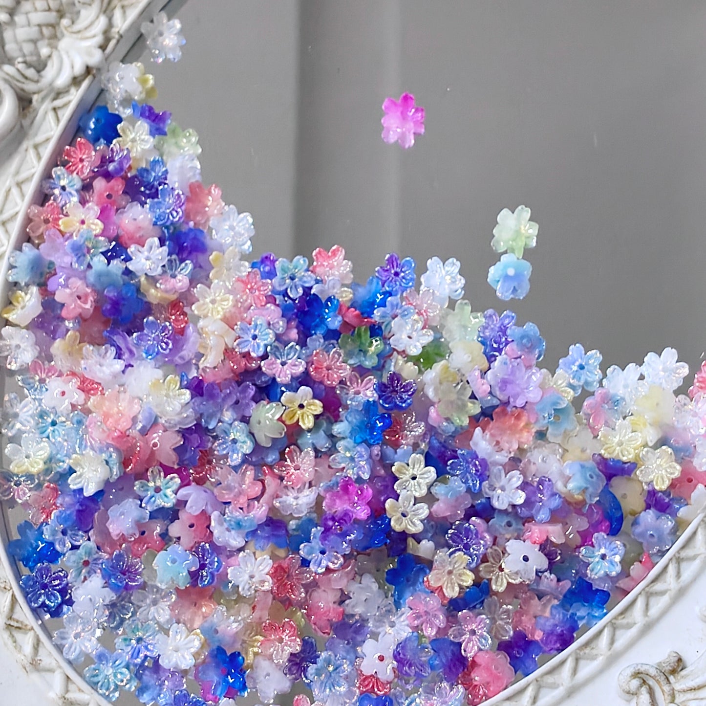 💐【NEW|B1G1】Pastel Breeze | Multi-Color Soft Flower & Glass Flower Beads Mix For DIY Jewelry