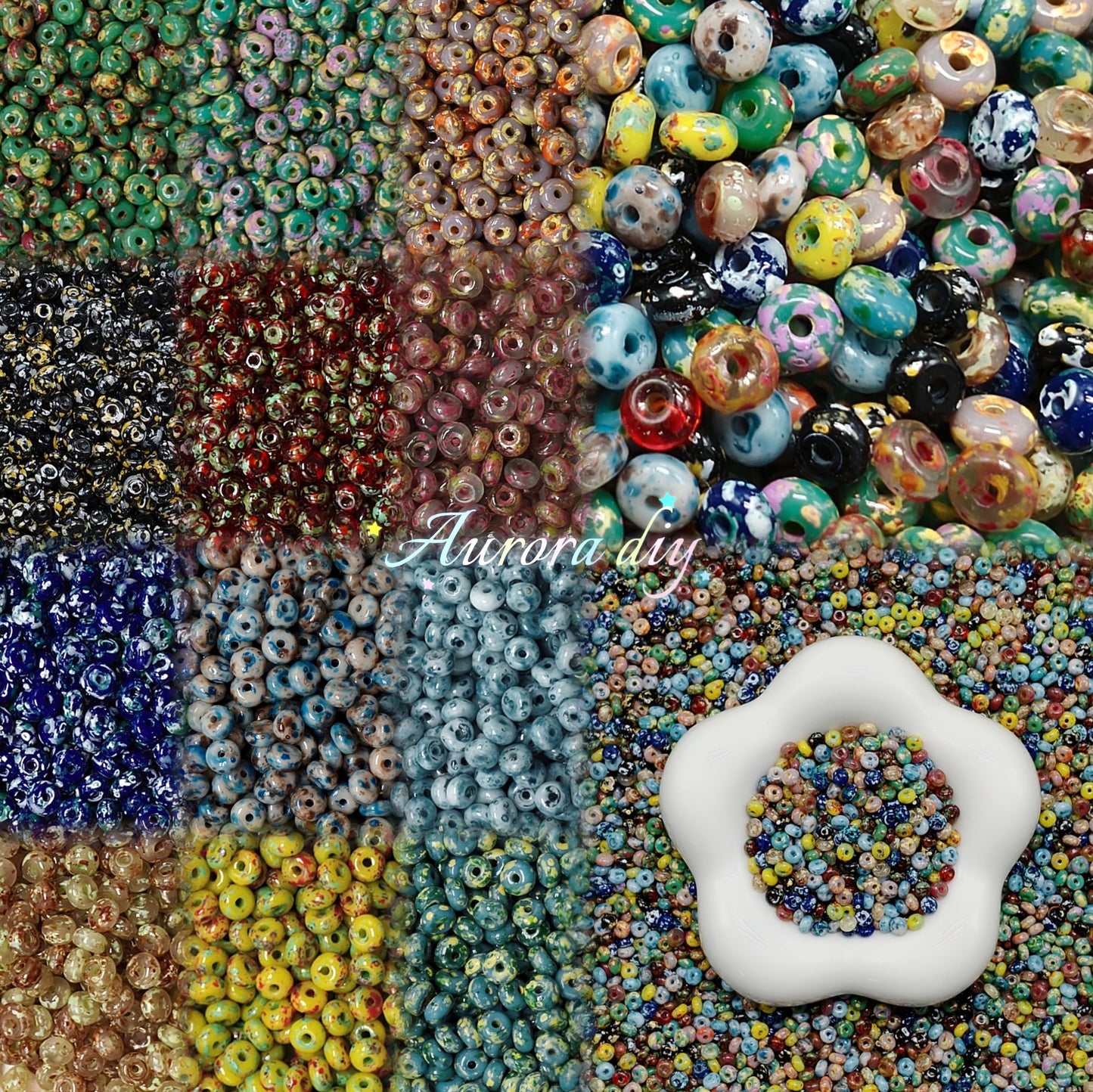 ✨【NEW】2.5*4.5mm Paint Donut | Multicolor Pigment Speckle Flat Glass Beads for DIY Handmade Jewelry