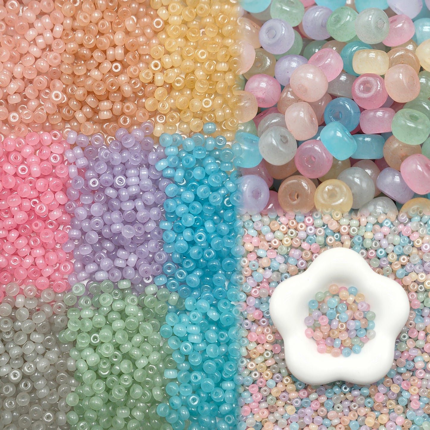 ✨【NEW】Dew Jelly Drum | 4×6.5mm Flat Barrel Shape Glass Beads, Multi‑Color Mix For DIY Jewelry Making