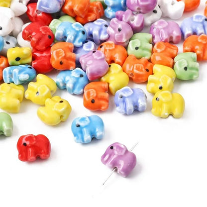 ✨【NEW】Ceramic Elephant | Multicolor 3D Ceramic Elephant Beads for DIY Bracelets, Phone Charms & Jewelry Making