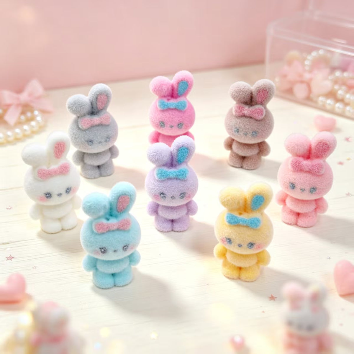✨【NEW】Fluffy Bow Bunny | Flocked Bunny Charms for DIY Jewelry Making