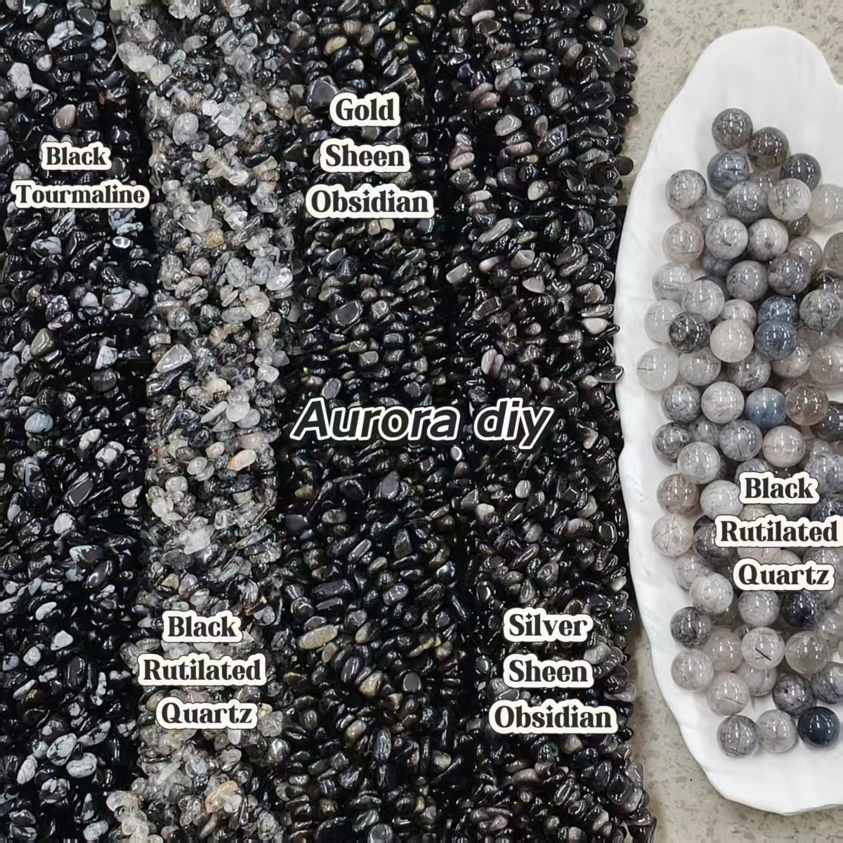 ✨【NEW】Noir Obsidian | Black Crystal Chips, Czech Beads, Black Faceted Glass Beads & Assorted Black Alloy Charms for DIY Jewelry Making