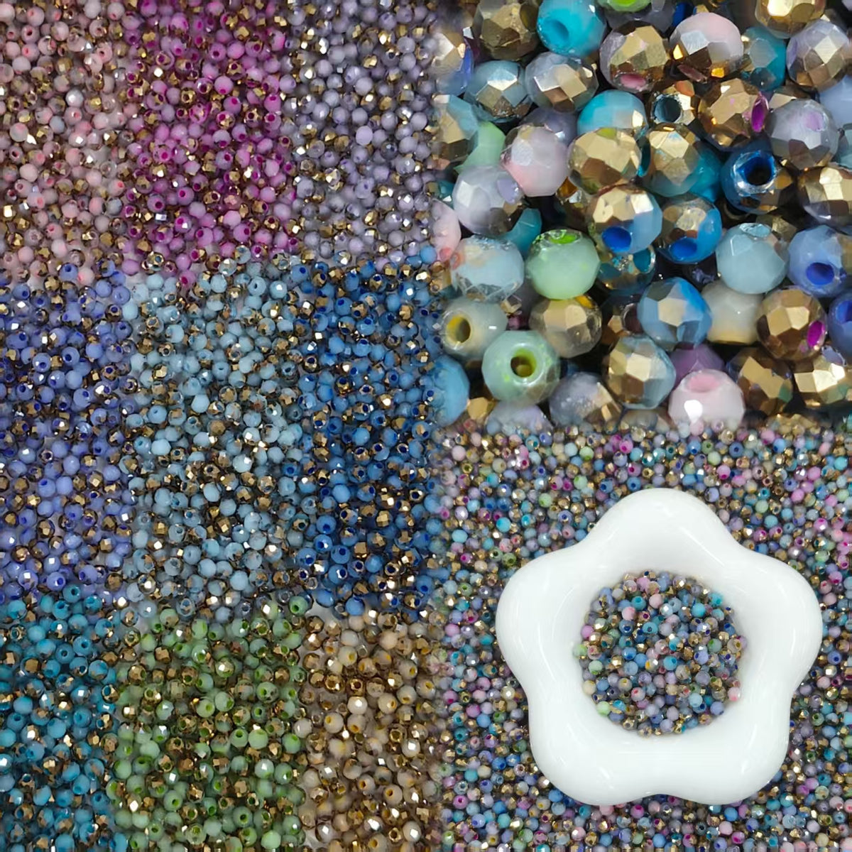✨【NEW】Jade Gild Prism｜4mm Flat Faceted Beads, Half Gilded Imitation Jade Glass for DIY Jewelry Making