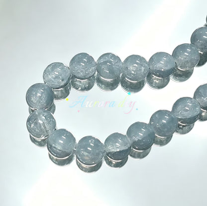 ✨【NEW】16mm Crackle Glass Beads, Ice Transparent Round Loose Beads for Jewelry DIY Making