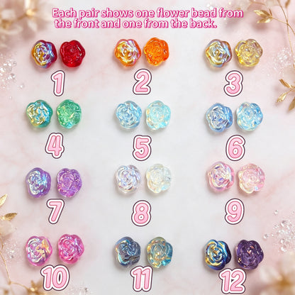 ✨【NEW】Aurora Rose | AB Half Plated 3D Double Sided Glass Rose Beads With Hole