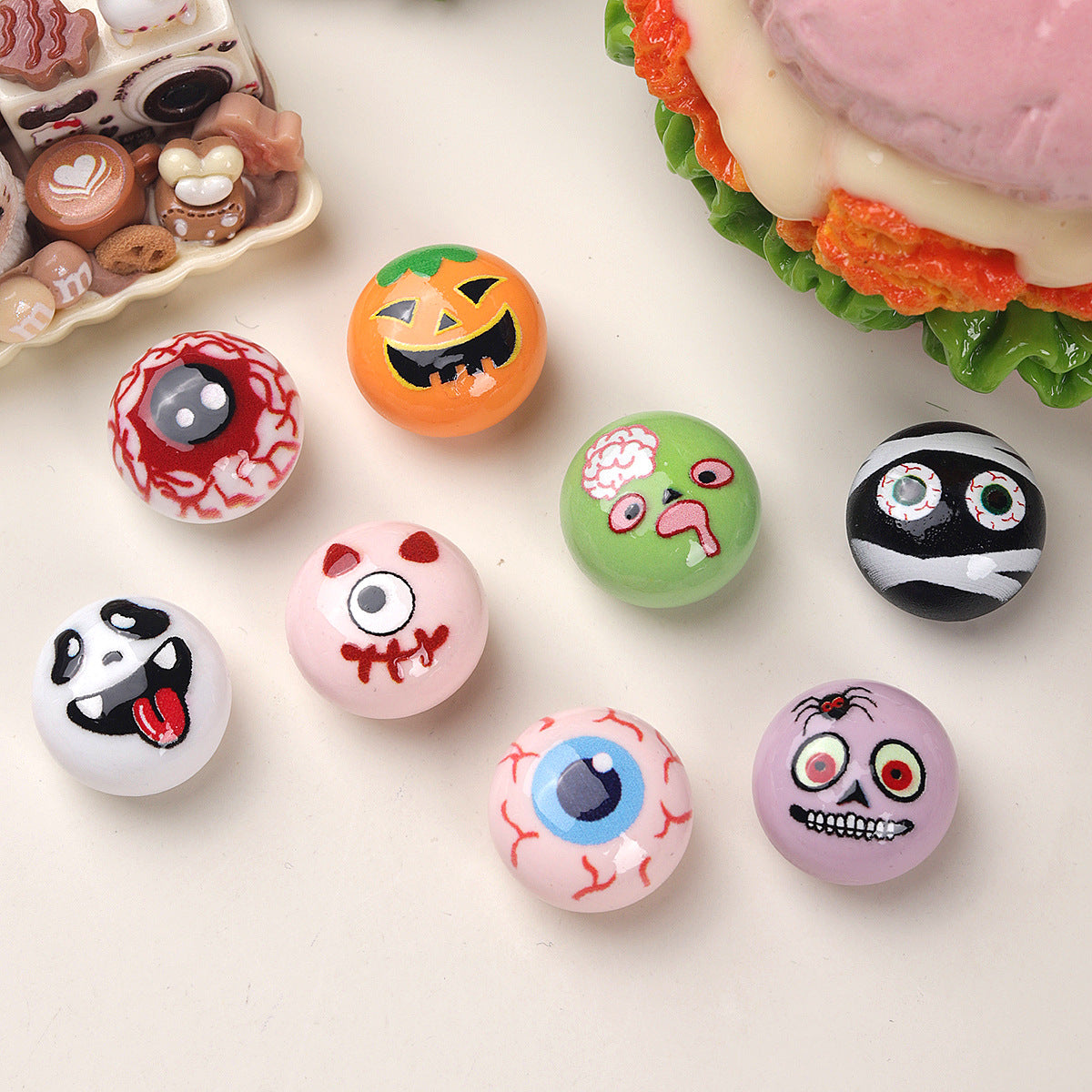 ✨【NEW】Halloween Round Resin Beads | Pre-drilled Cartoon Spooky Beads for DIY Jewelry, Phone Chain & Craft Making