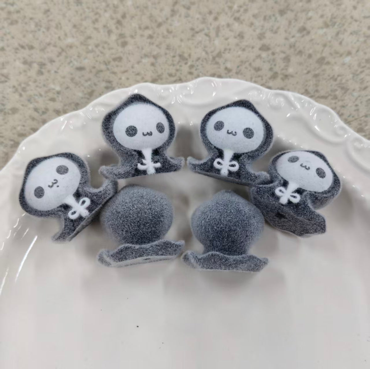 ✨【NEW】Halloween Flocked Trio | Spooky Tree, Ghost & Hooded Skull Flocked Resin Charms, Vertical Hole DIY Jewelry Supplies